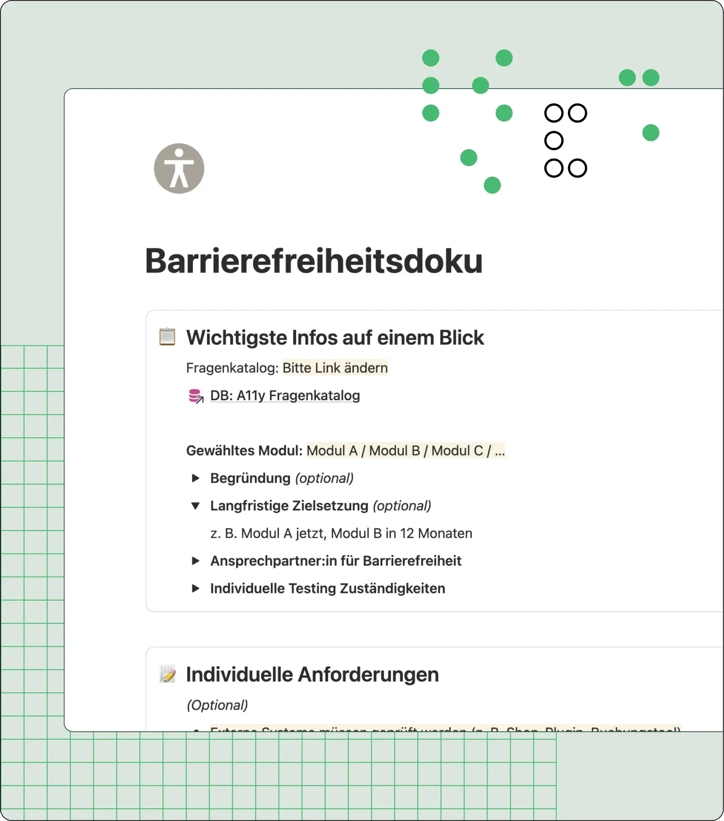 Screenshot zur Barrierefreiheitsdokumentation