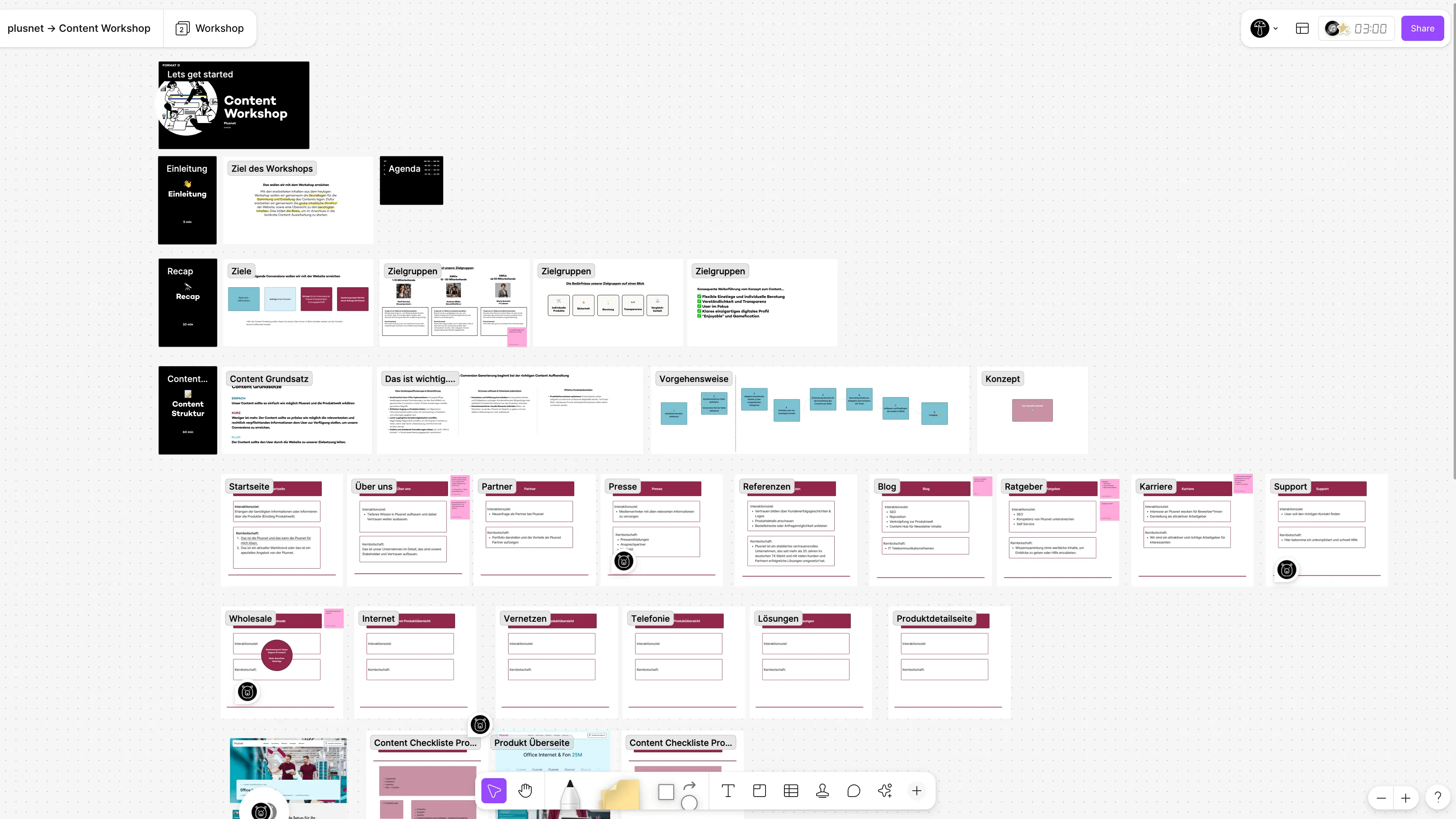 Screenshot vom Content Workshop mit Plusnet