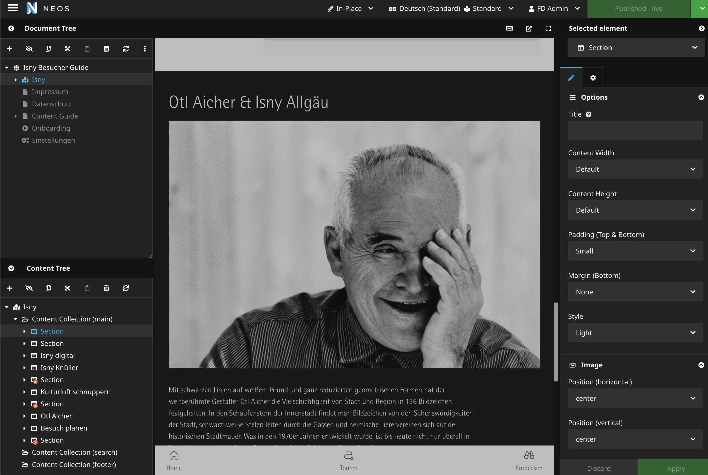 CMS mit Inline Editing